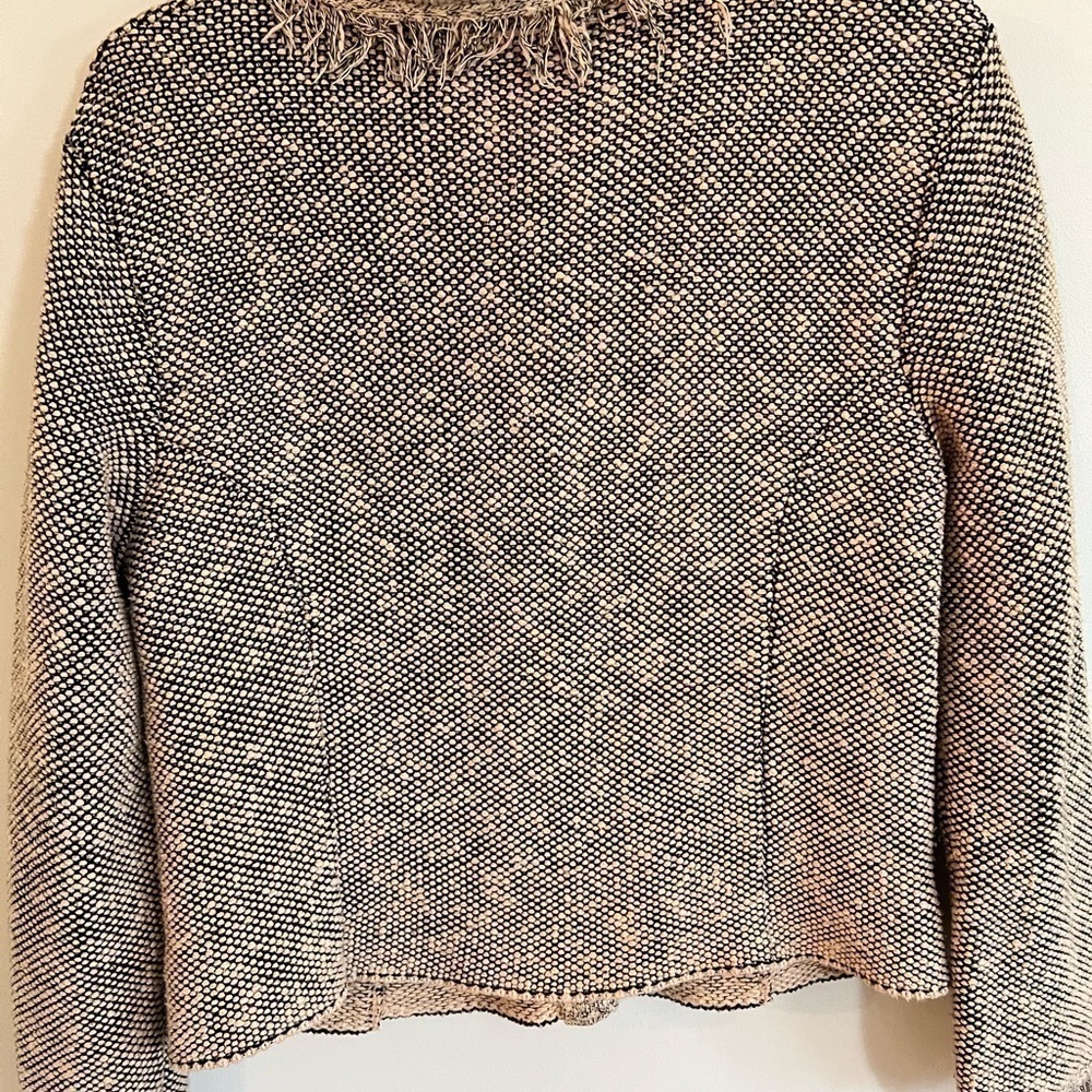 Vintage Willow Black/Cream Button Front Frayed Jacket with Pockets Large - Picture 9 of 9